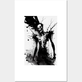 Scary Inky Skeleton Posters and Art